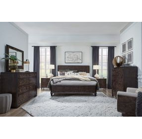 Rowan Espresso and Beige 2 Door Stone Top Nightstand with USB Charging