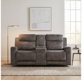 Yates Brownish Gray Double 71" Reclining Console Loveseat