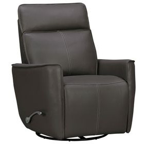 Roxy Abby Dark Gray Leather Manual Swivel Glider Recliner