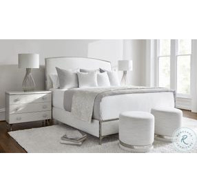 Silhouette Polished Stainless Steel King Upholstered Panel Bed