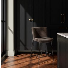 Early Dark Brown Upholstered Counter Height Stool