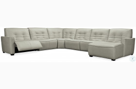 Reaux Rangers Dove Grey Leather 6 Piece RAF Chaise Reclining Sectional