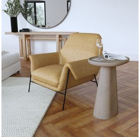 Ambroise Brown Leather Upholstered Club Chair