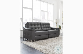 Parker Deep Grey Leather Power Reclining Sofa