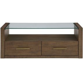 Garland Toffee Rectangular Glass Top Ocassional Table with Casters