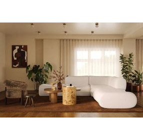 Zenith Cream Upcycled Fabric Modular Sectional