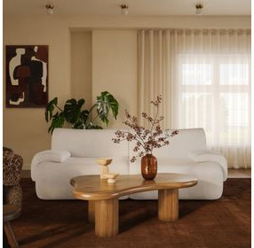 Zenith Cream Upcycled Fabric Modular 80" Loveseat