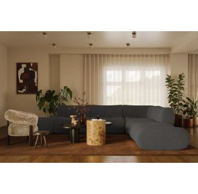 Zenith Charcoal Gray Upcycled Fabric Modular Sectional
