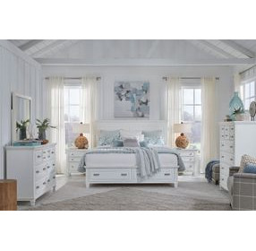 Charleston White Dove California King Storage Panel Bed