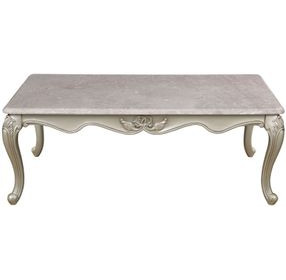 Monique Champagne and Beige Rectangular Marble Top Occasional Table Set
