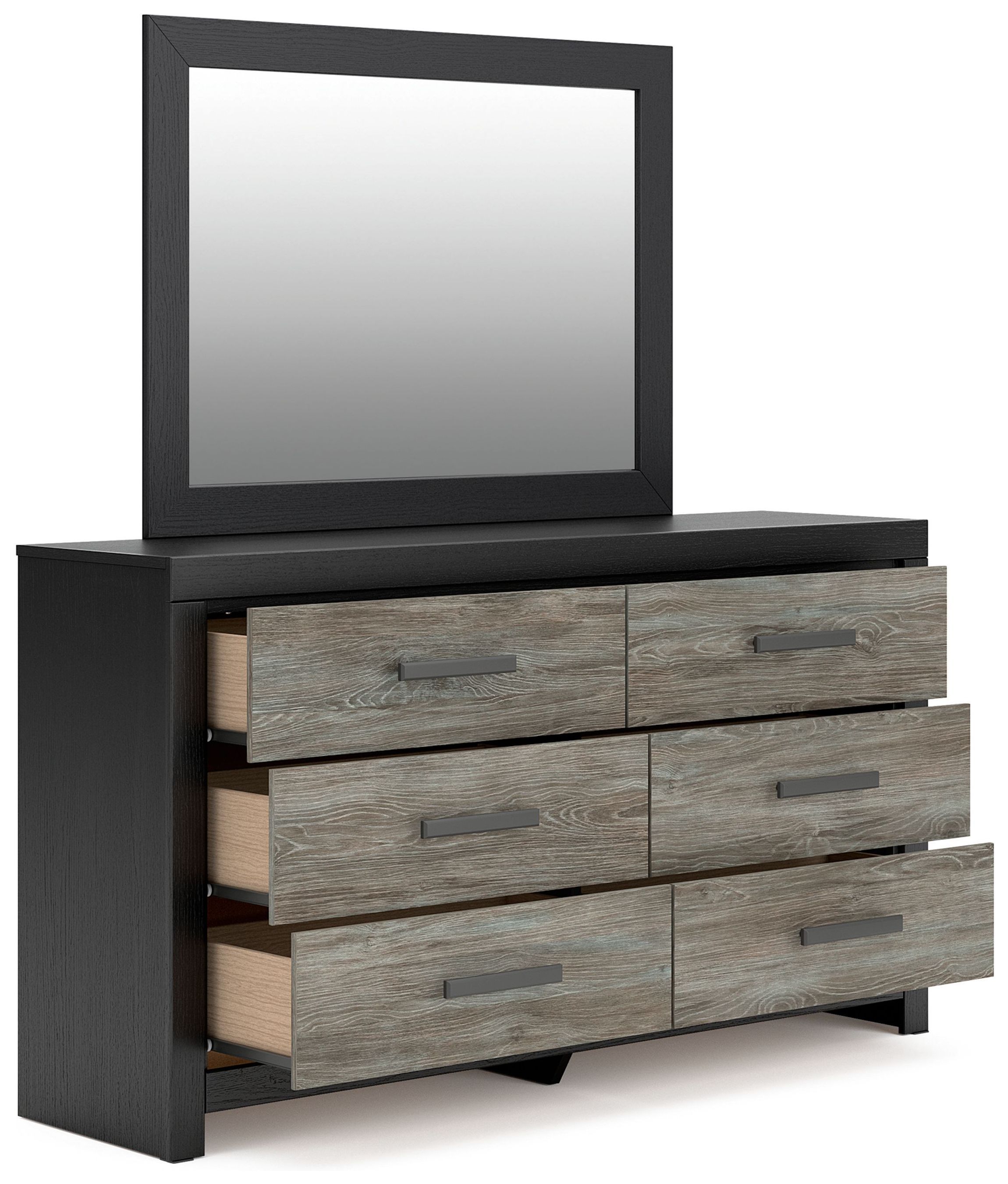 dark grey dresser with mirror Ioana Antique Grey Finish Wood Dresser and Mirror Roundhill Furniture