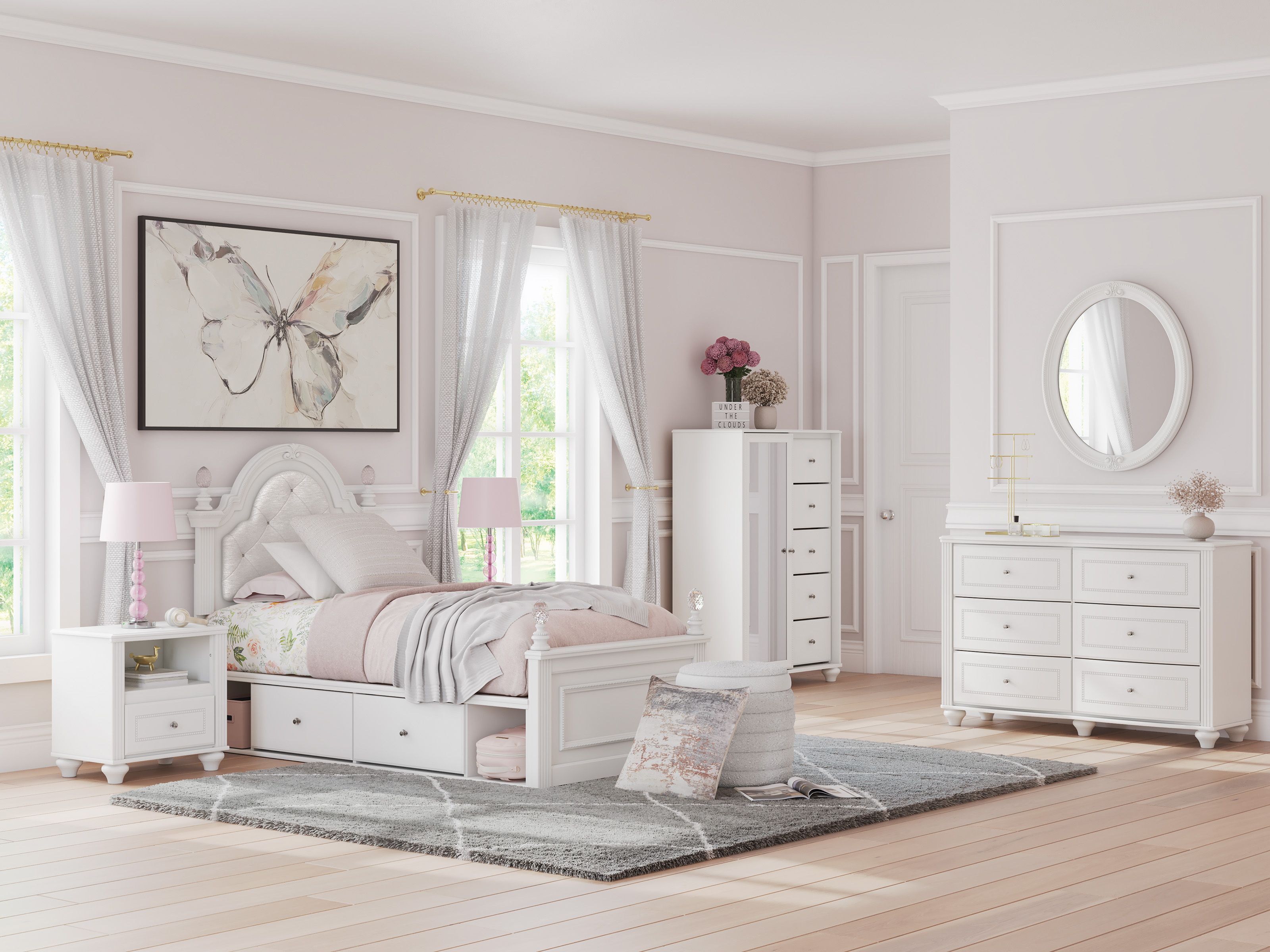 white dresser with a mirror Labrant Girls Cottage in illuminating the white finish Ashley Robbinsdale Dresser and Mirror