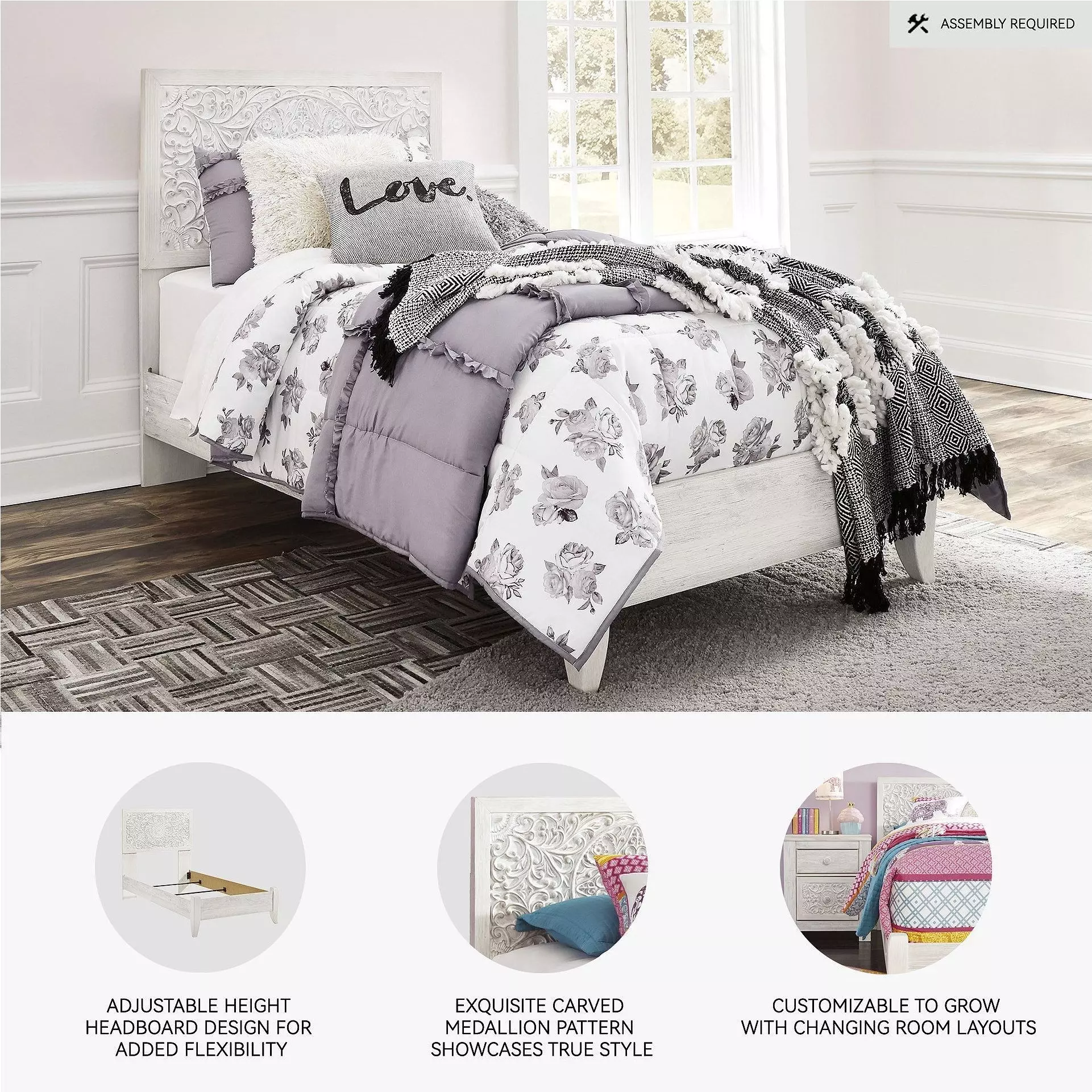 Paxberry Whitewash Twin Panel Bed From Home Gallery Stores | Home