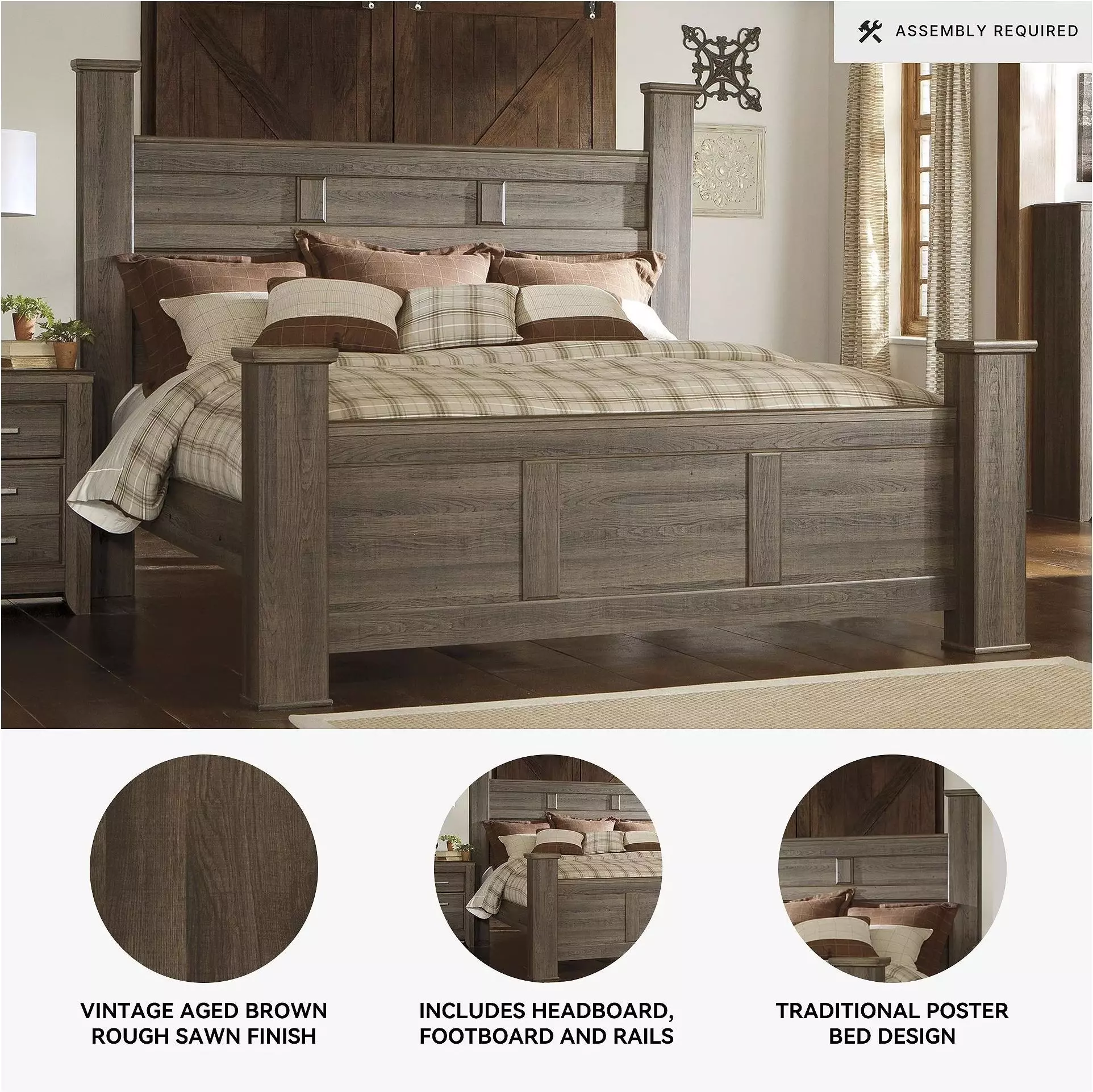 Juararo Dark Brown King Poster Bed From Home Gallery Stores | Home