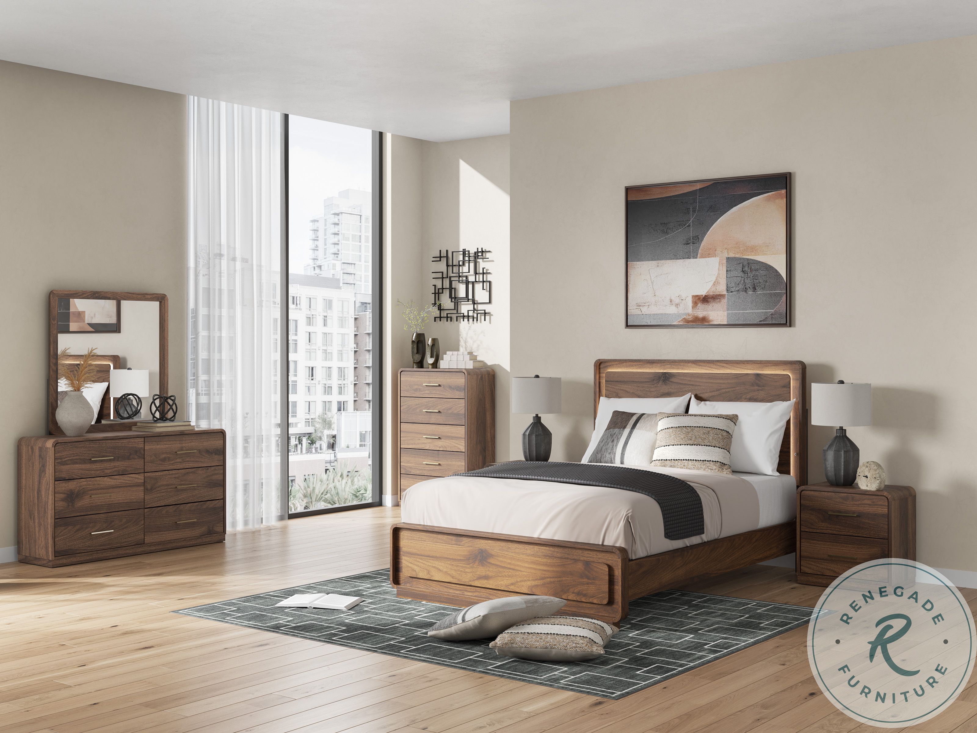 Chadworth Walnut Brown Panel Bedroom Set from Ashley Furniture