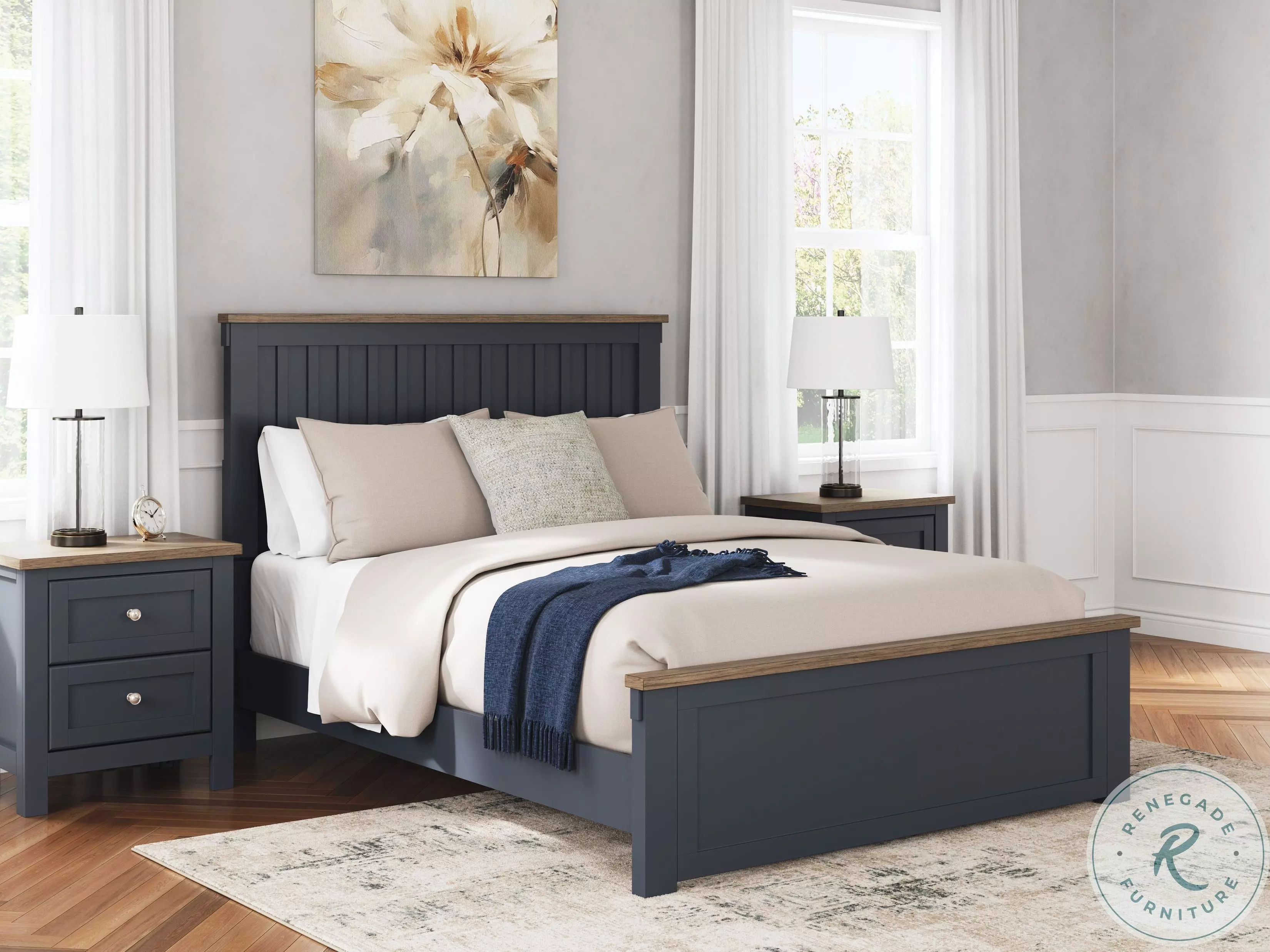 Landocken Brown And Blue Panel Bedroom Set From Home Gallery