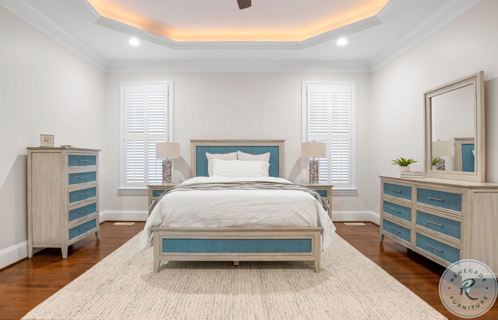 Blue Isles Ocean Blue and Aged Ivory Bedroom Set from Marra Home