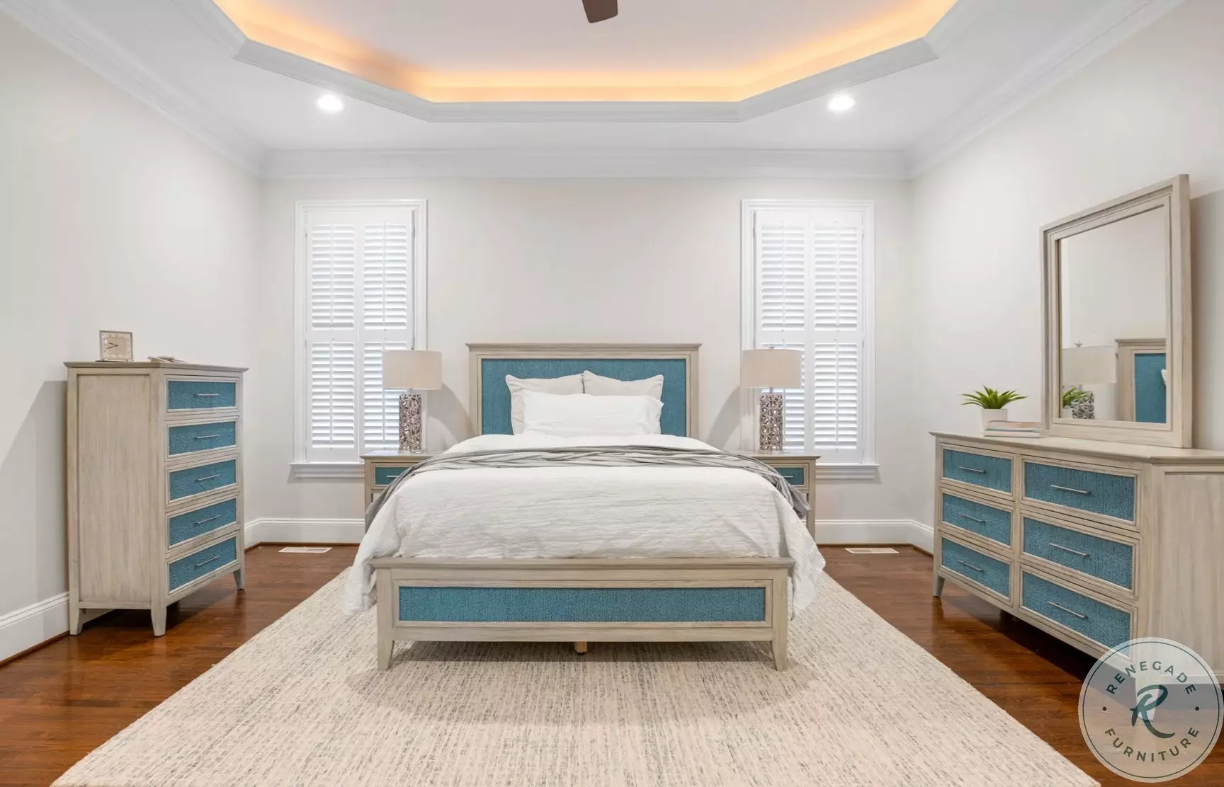Blue Isles Ocean Blue and Aged Ivory Bedroom Set from Marra Home