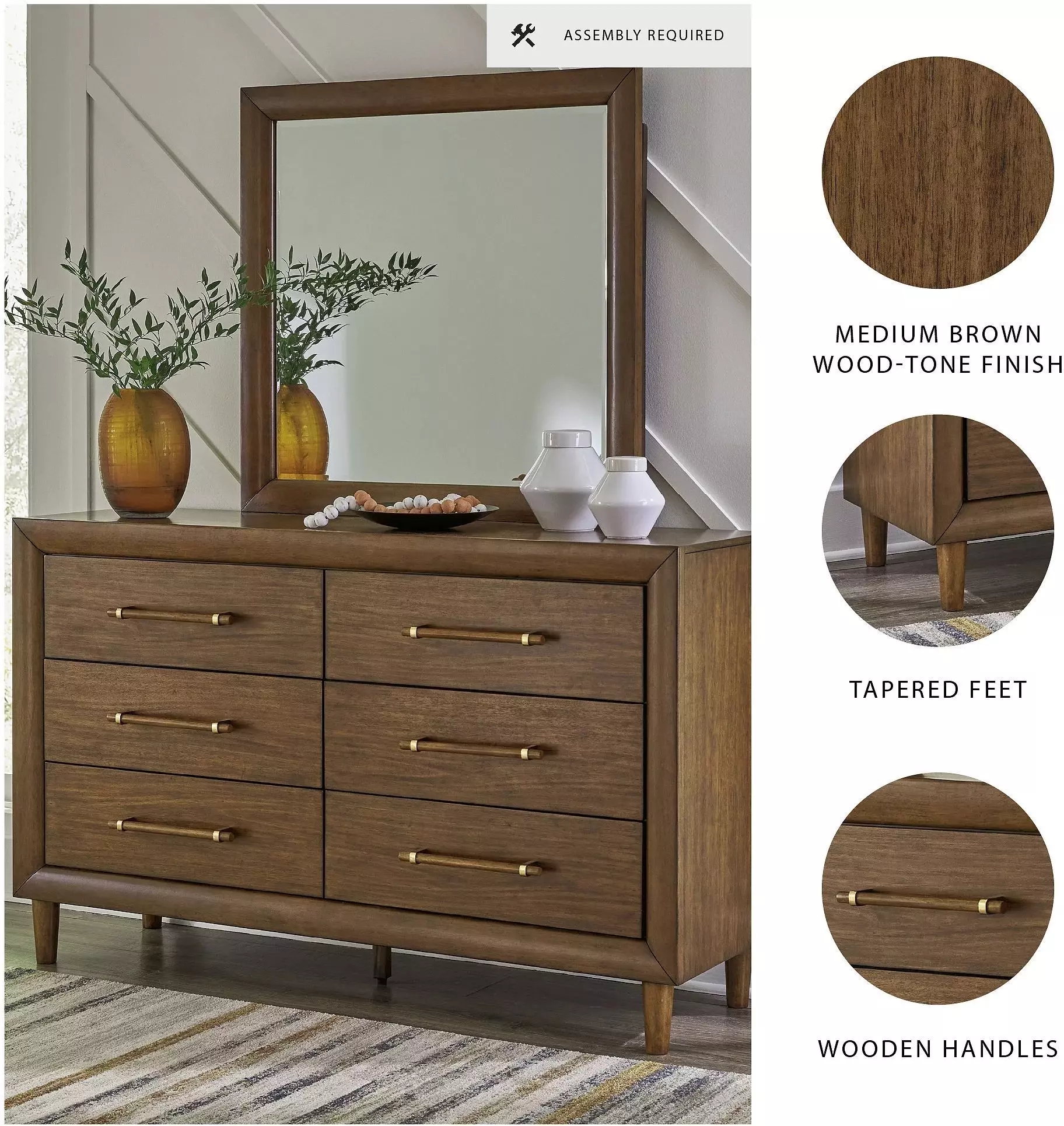 Lyncott Medium Brown Dresser with Mirror From Home Gallery Stores