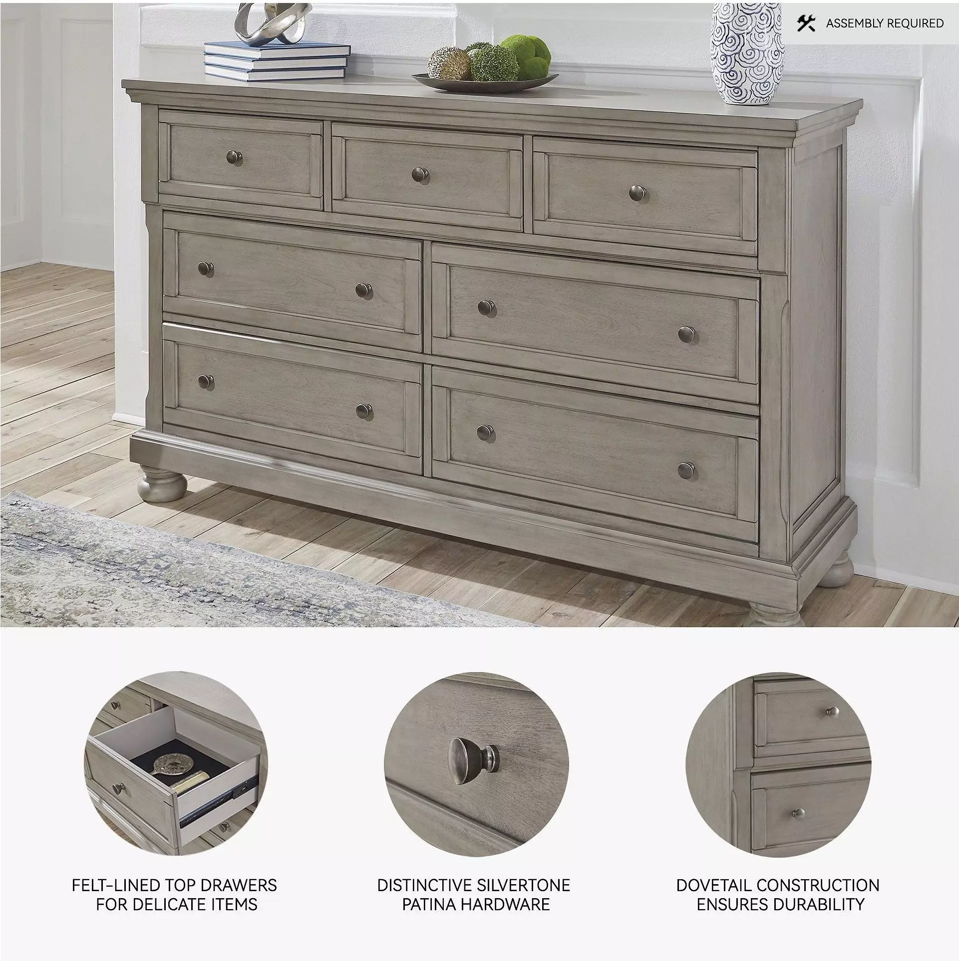 light grey dresser Lettner Gray 7 Drawer Size:L10 Cartoon Girl in Blue both-26-03-26 Nursery Its contemporary design and