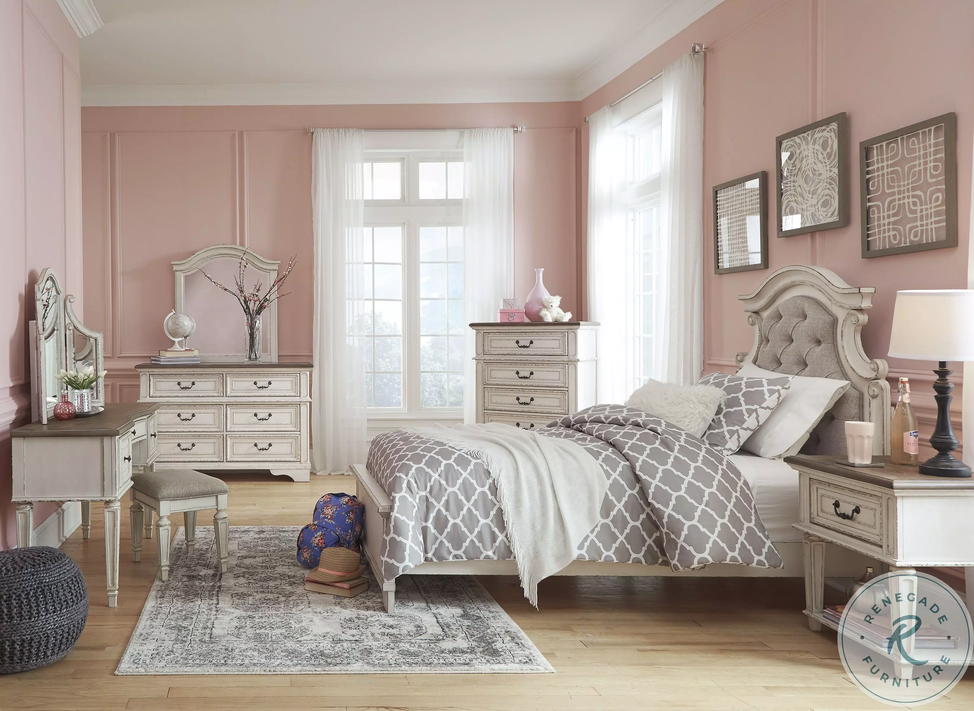 ★リリパットレーン76☆Alexandra’s Nest Realyn Chipped White 1 Drawer Nightstand From Home Gallery Stores