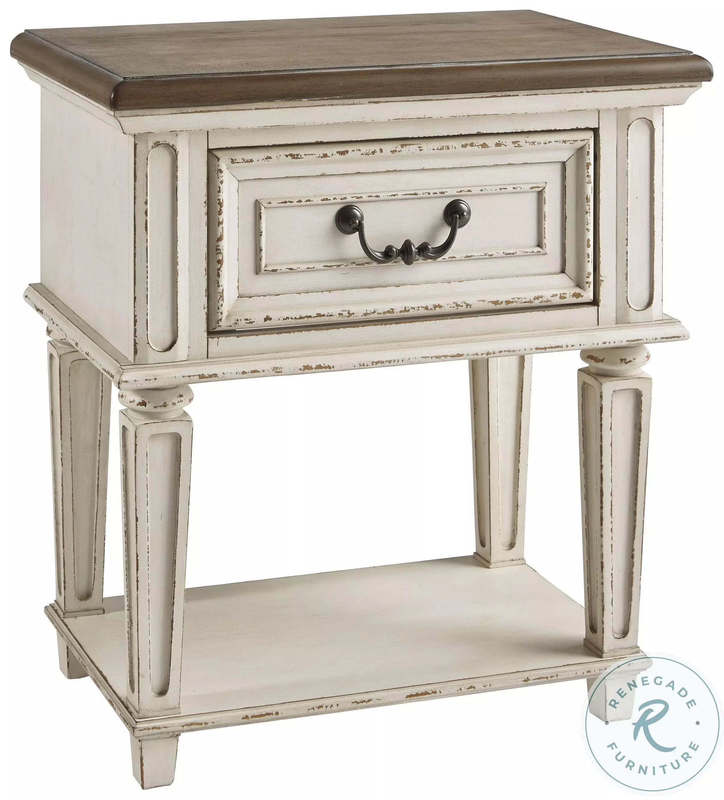 Realyn Chipped White 1 Drawer Nightstand From Home Gallery Stores