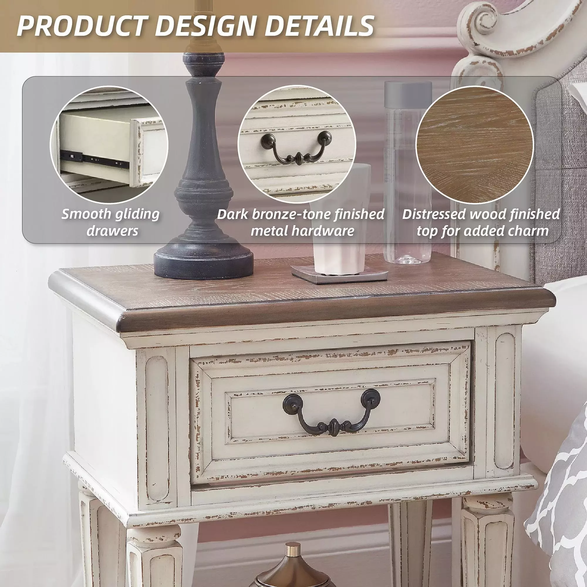 Realyn Chipped White 1 Drawer Nightstand From Home Gallery Stores
