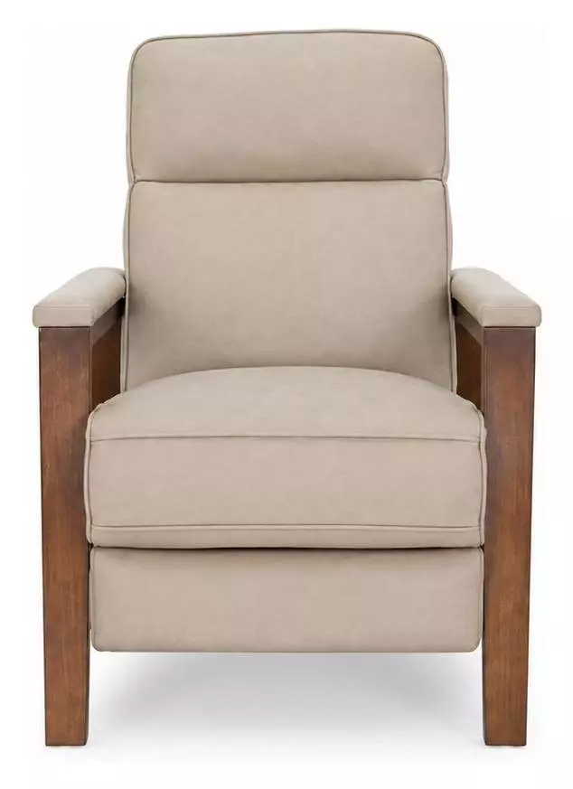 Ashland Cashmere Stone Leather Push Thru The Arms Recliner from