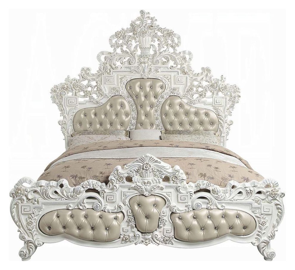 Vanaheim Beige and Antique White Upholstered Panel Bedroom Set