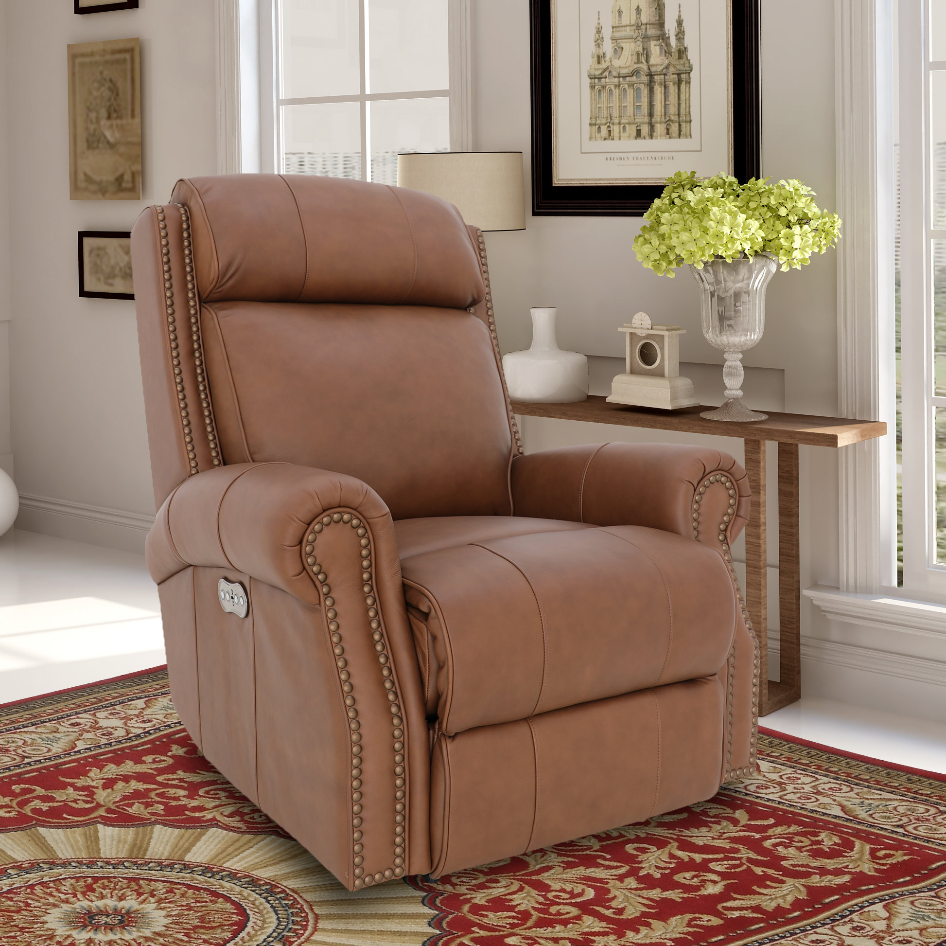 Blair Dobbs Saddle Leather Big & Tall Power Recliner with Power
