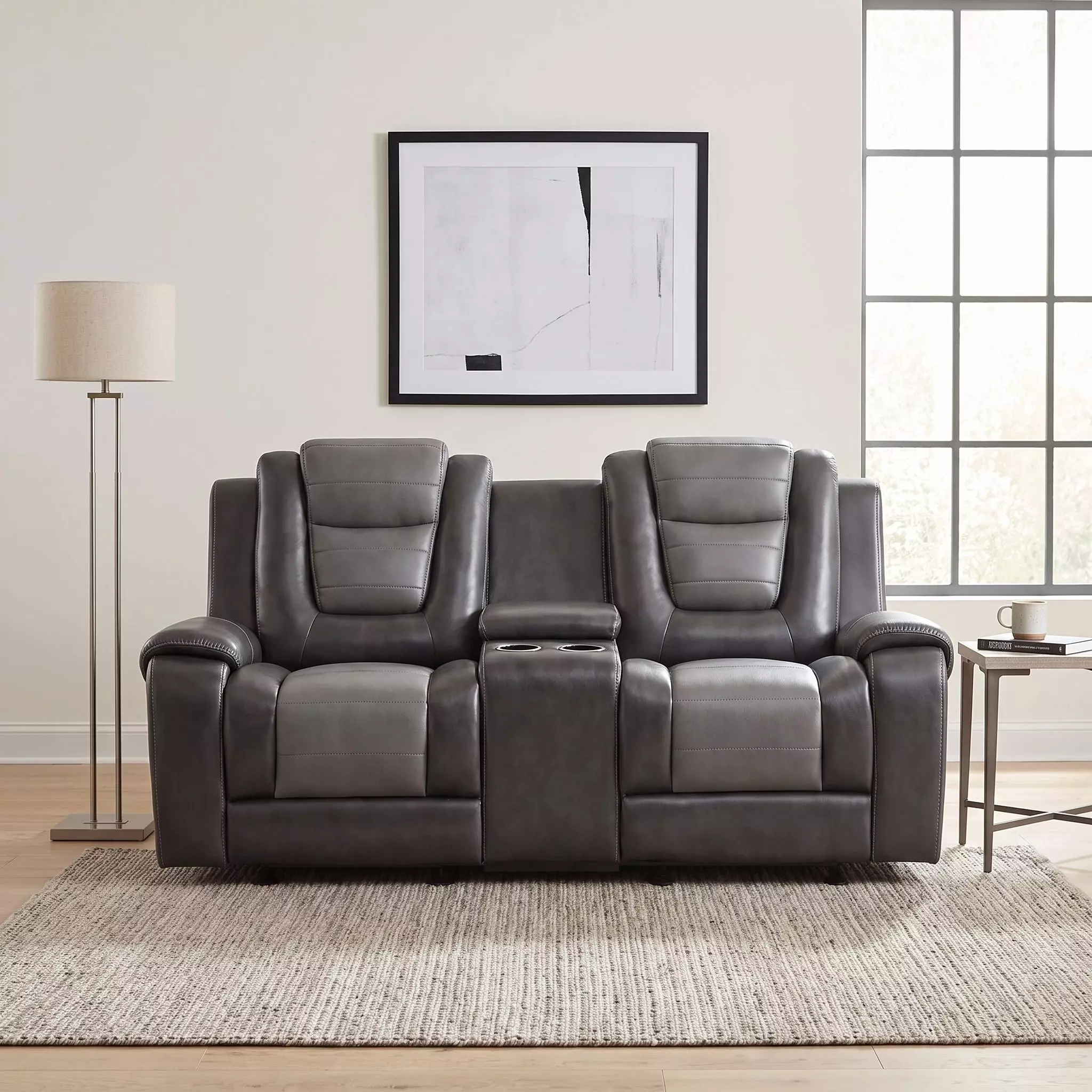 Briscoe Light And Dark Brown Double Glider Reclining Console