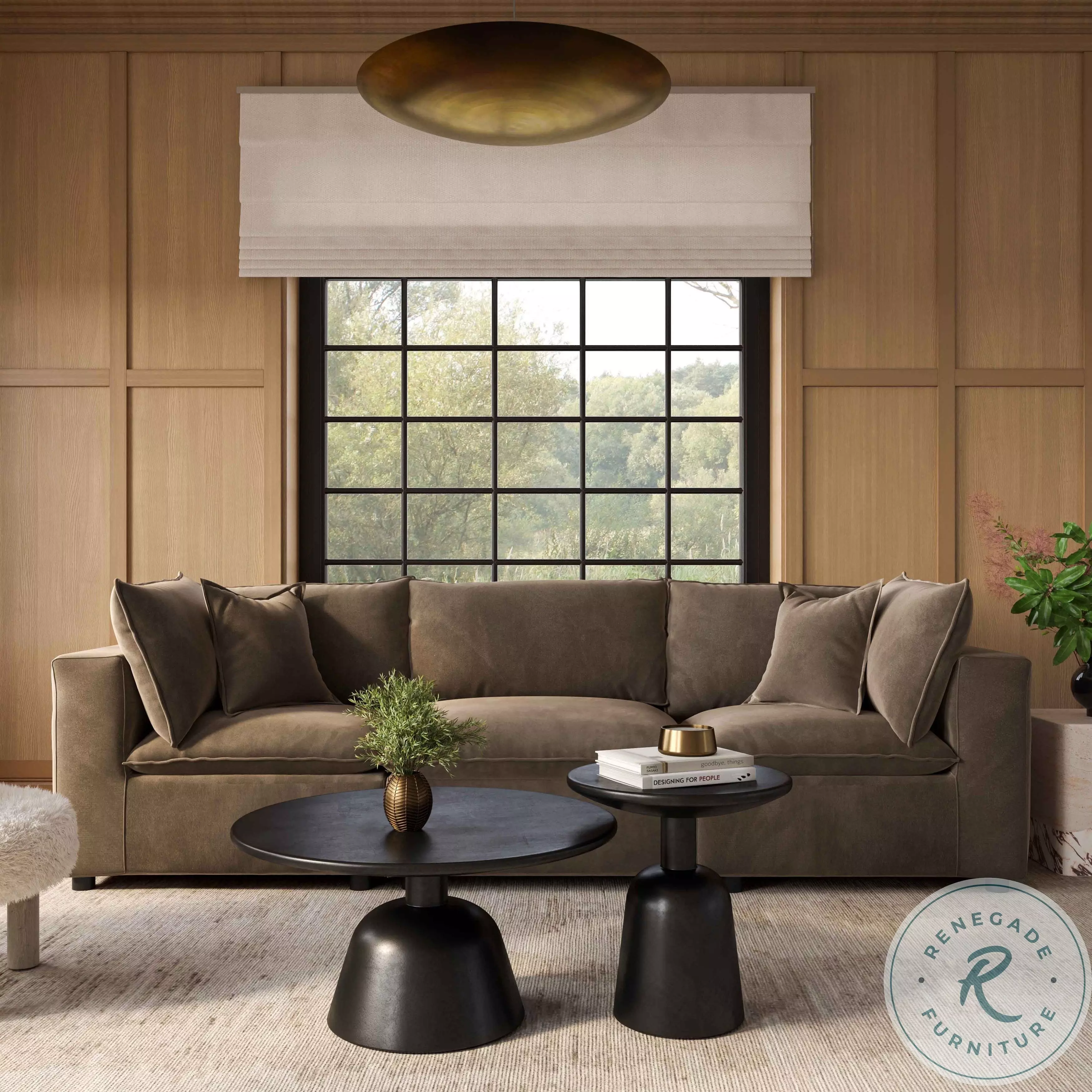 Cali Chocolate Brown Performance Velvet Modular Living Room Set 