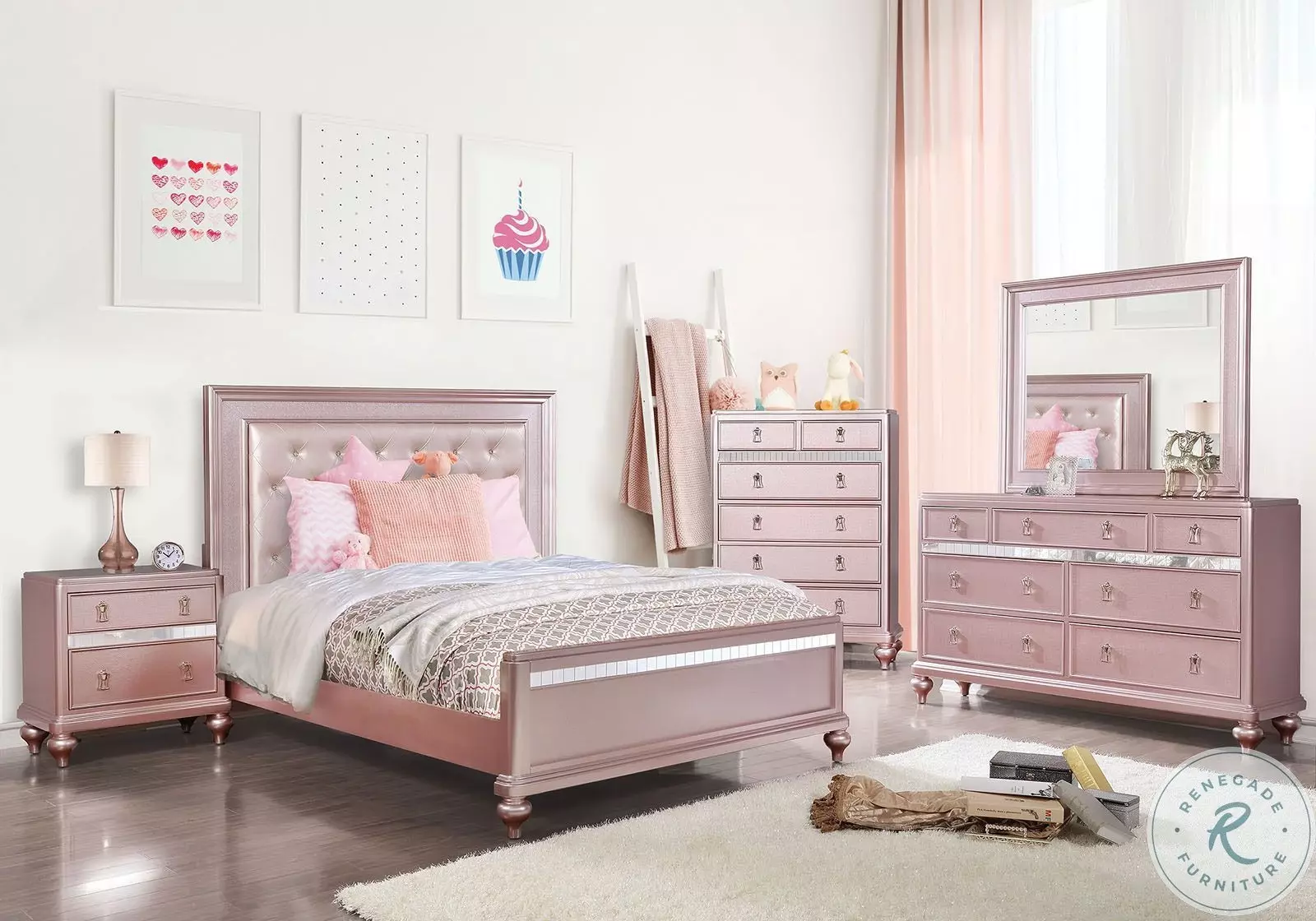 Ariston Rose Gold Youth Upholstered Panel Bedroom Set From Home Gallery Stores | Home Gallery Stores Ariston Rose Gold Youth Upholstered Panel Bedroom Set From Home Gallery Stores | Home Gallery Stores