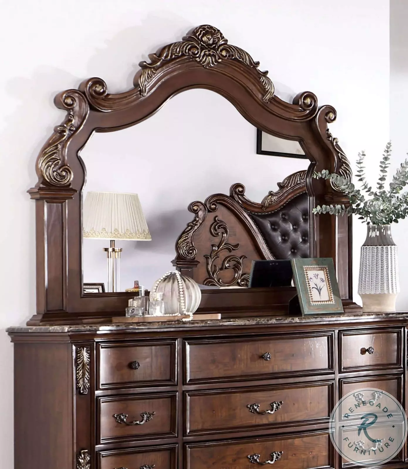 Esparanza Brown Cherry Upholstered Panel Bedroom Set From Home