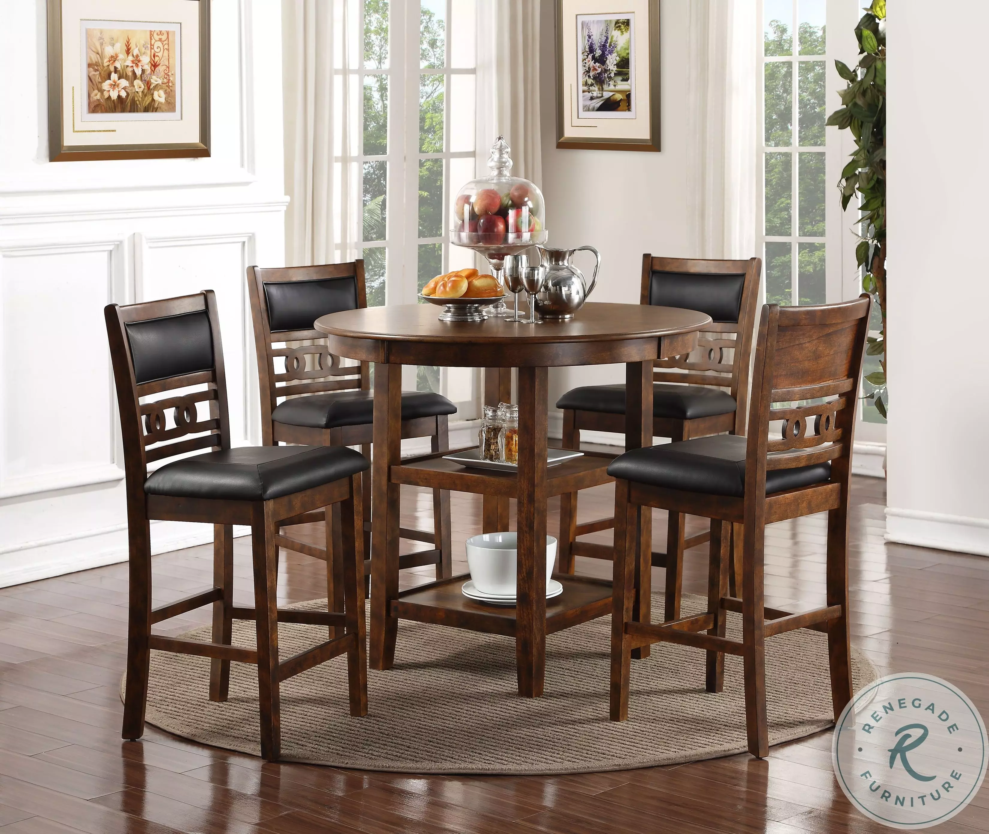 Gia Gray 5 Piece Round Counter Height Dining Room Set From Home
