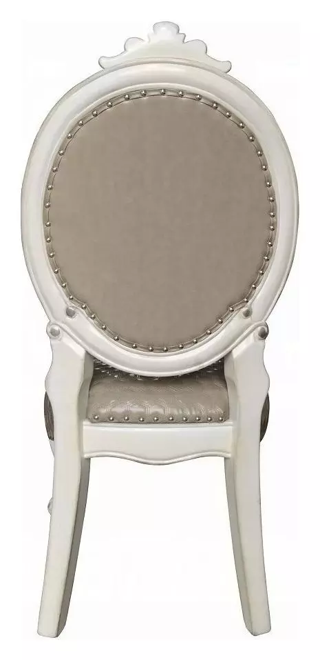 Versailles Bone White Upholstered Oval Back Side Chair with