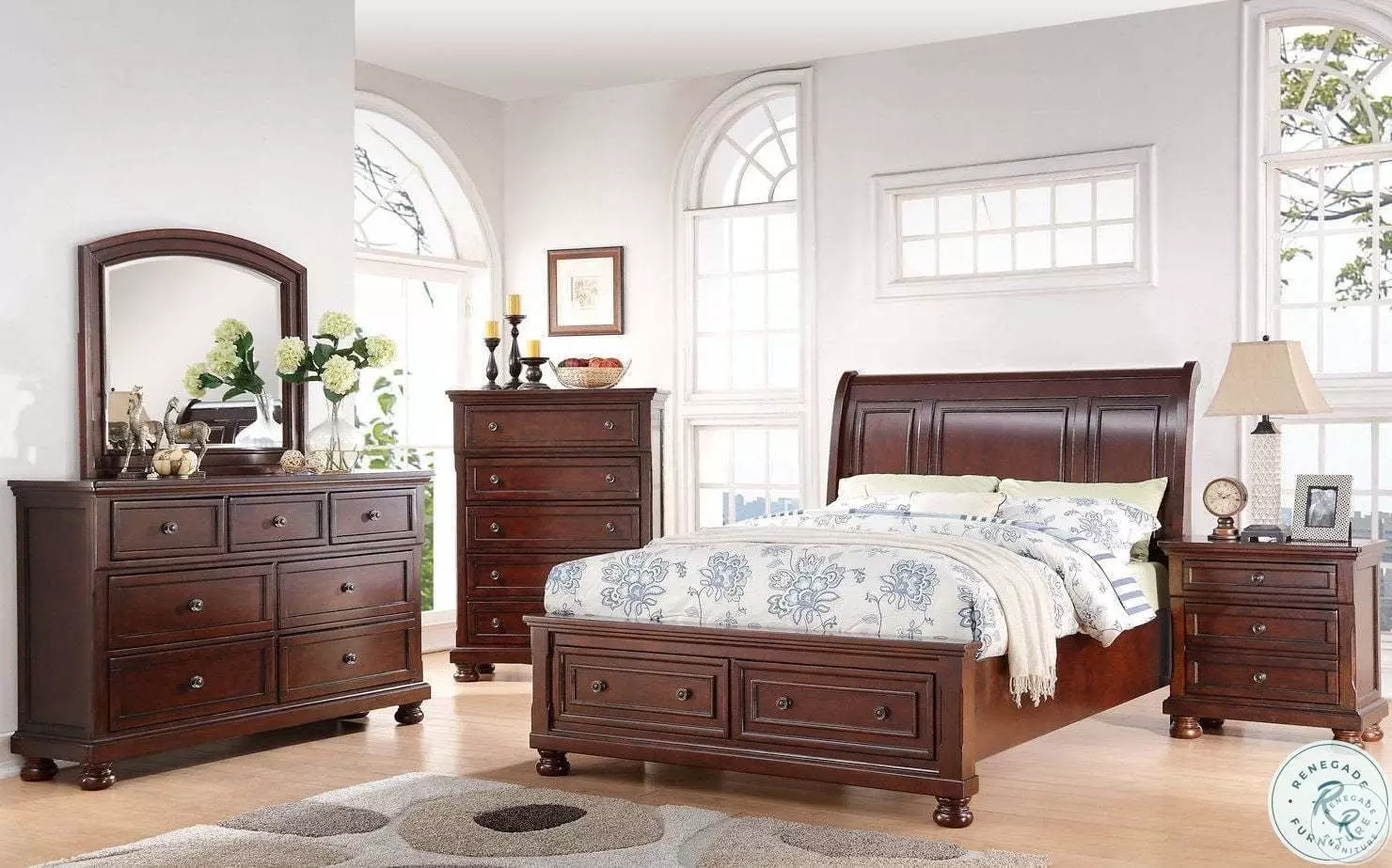 Sophia Soft Brown Cherry Queen Sleigh Storage Bed From Home