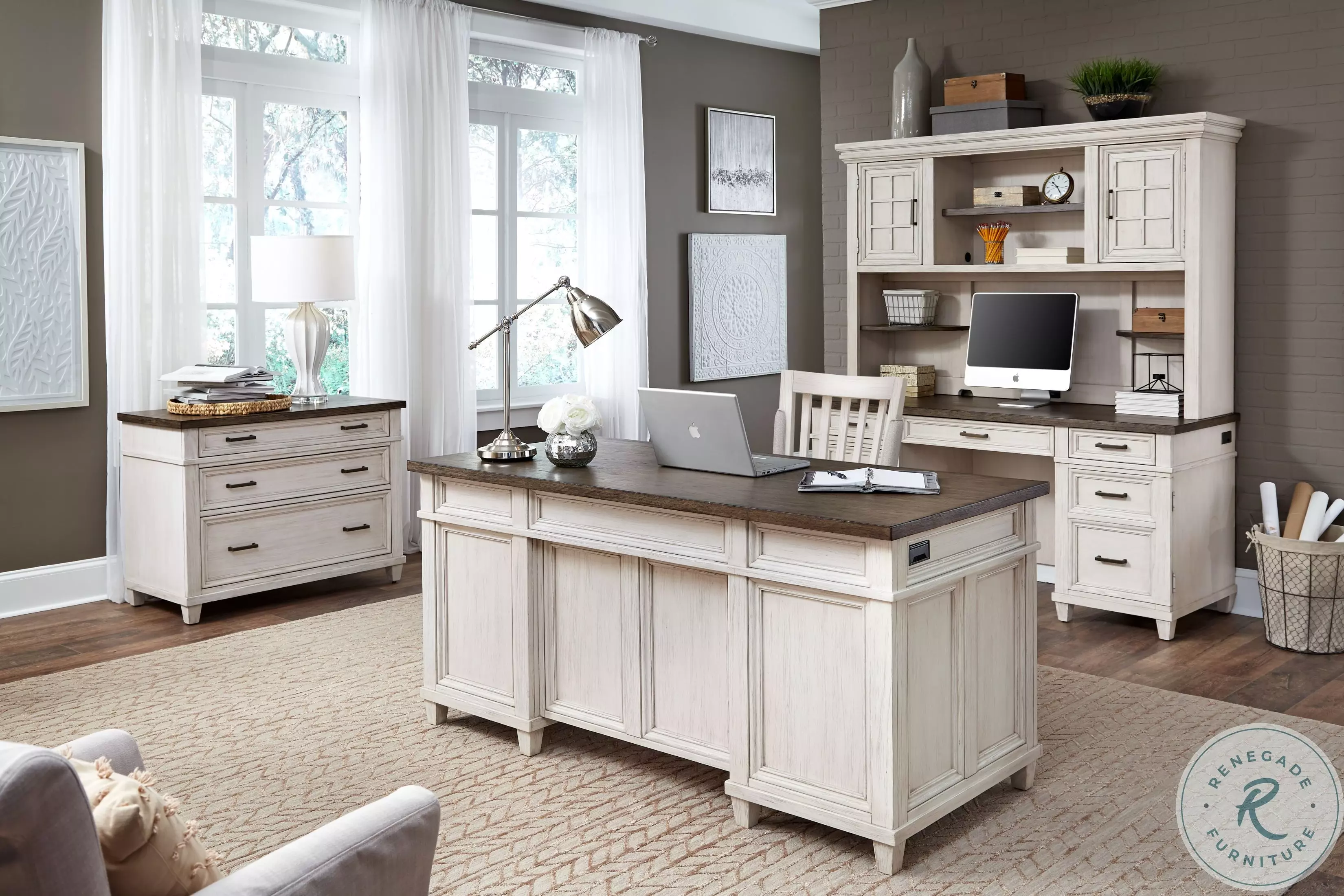 Caraway Aged Ivory Credenza Desk From Aspen Home | Coleman Furniture
