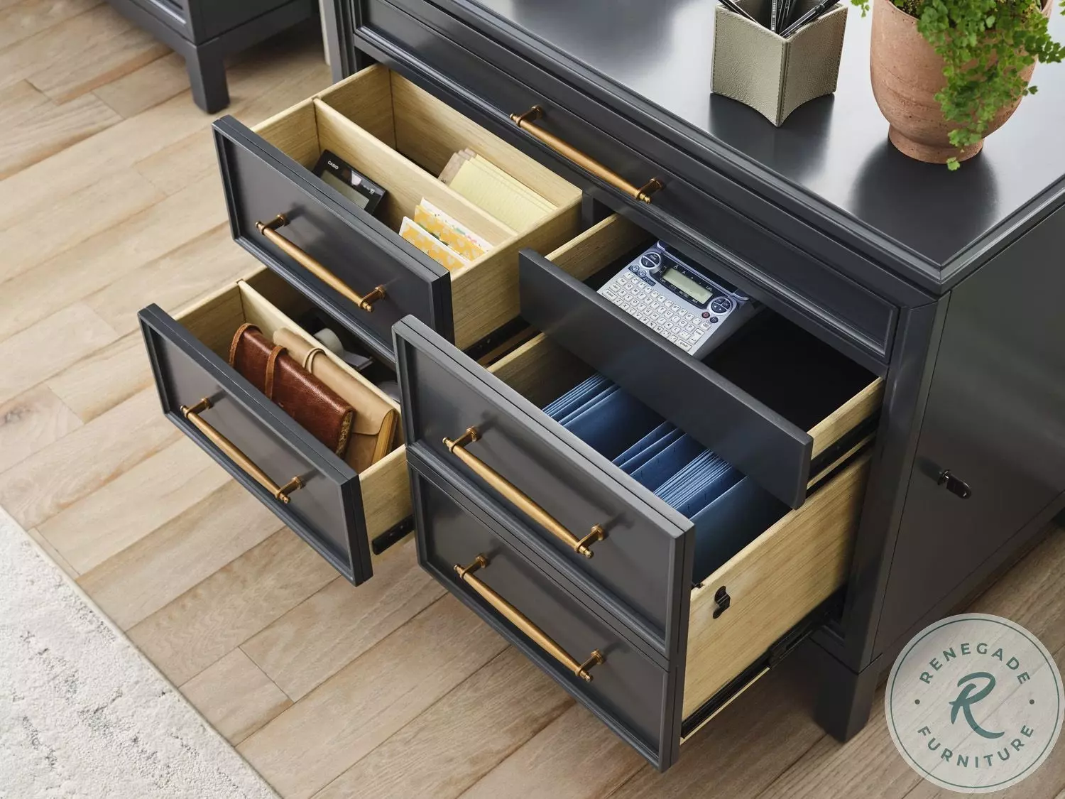 Alexander Midnight Workstation 4 Drawer Combo File Cabinet