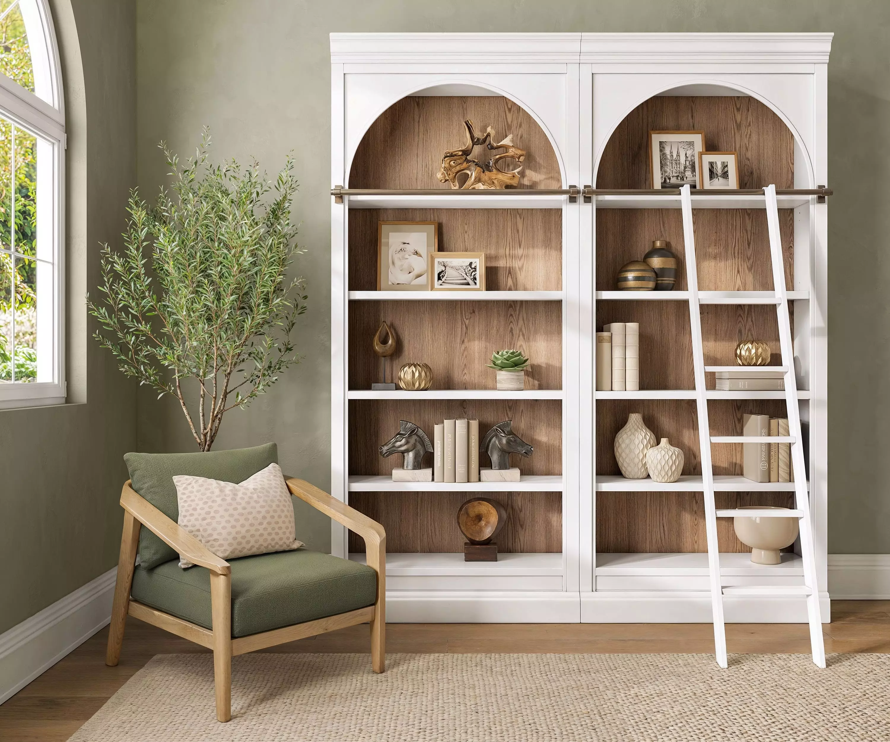 Albany White Arched Bookcase Wall From Martin Furniture | Coleman