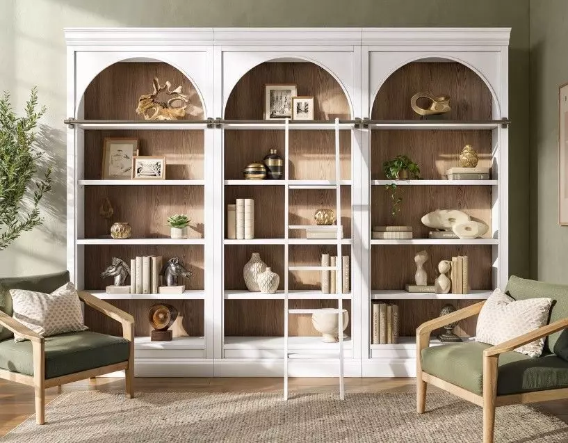Albany White Arched Wood Bookcase Wall From Martin Furniture