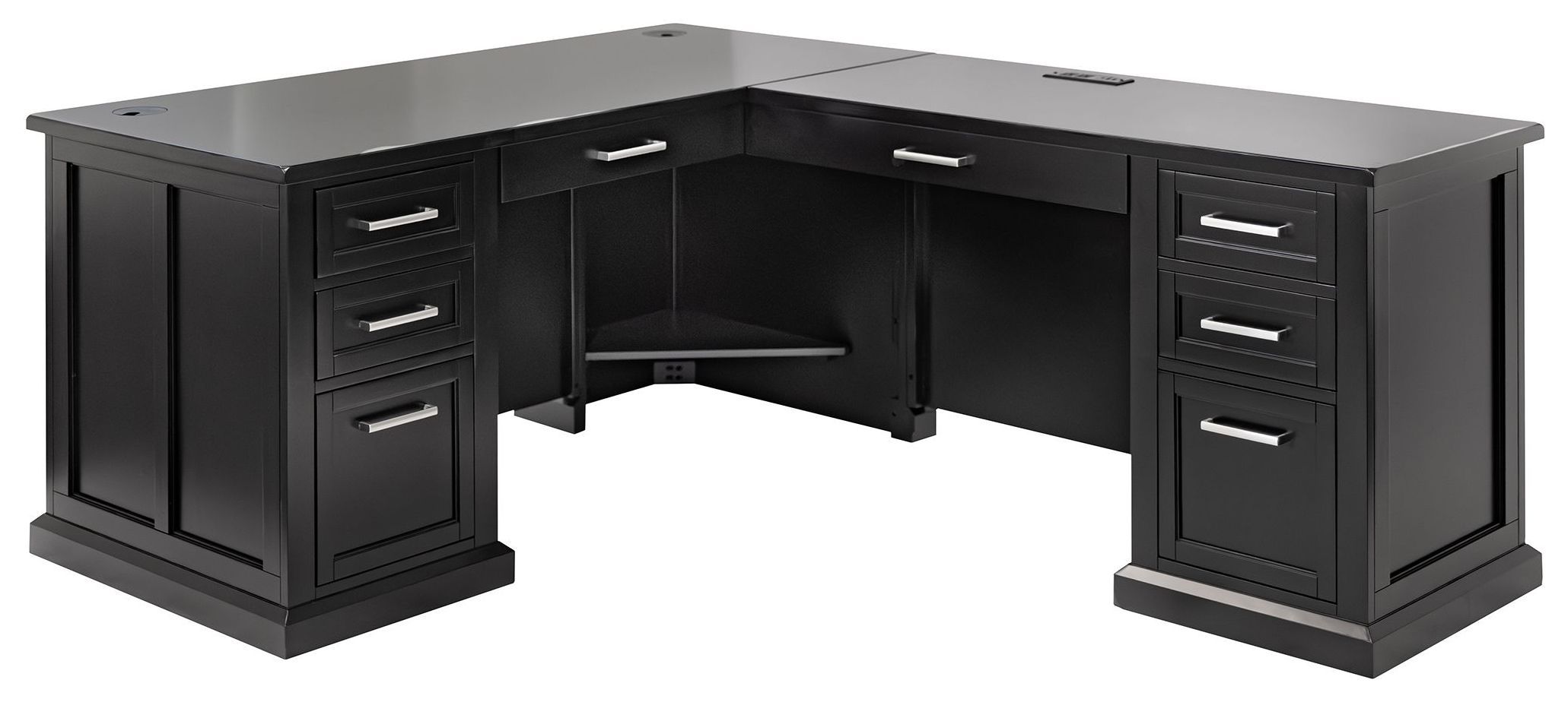 Abby Black Pedestal L Shape Home Office Set From Martin Furniture