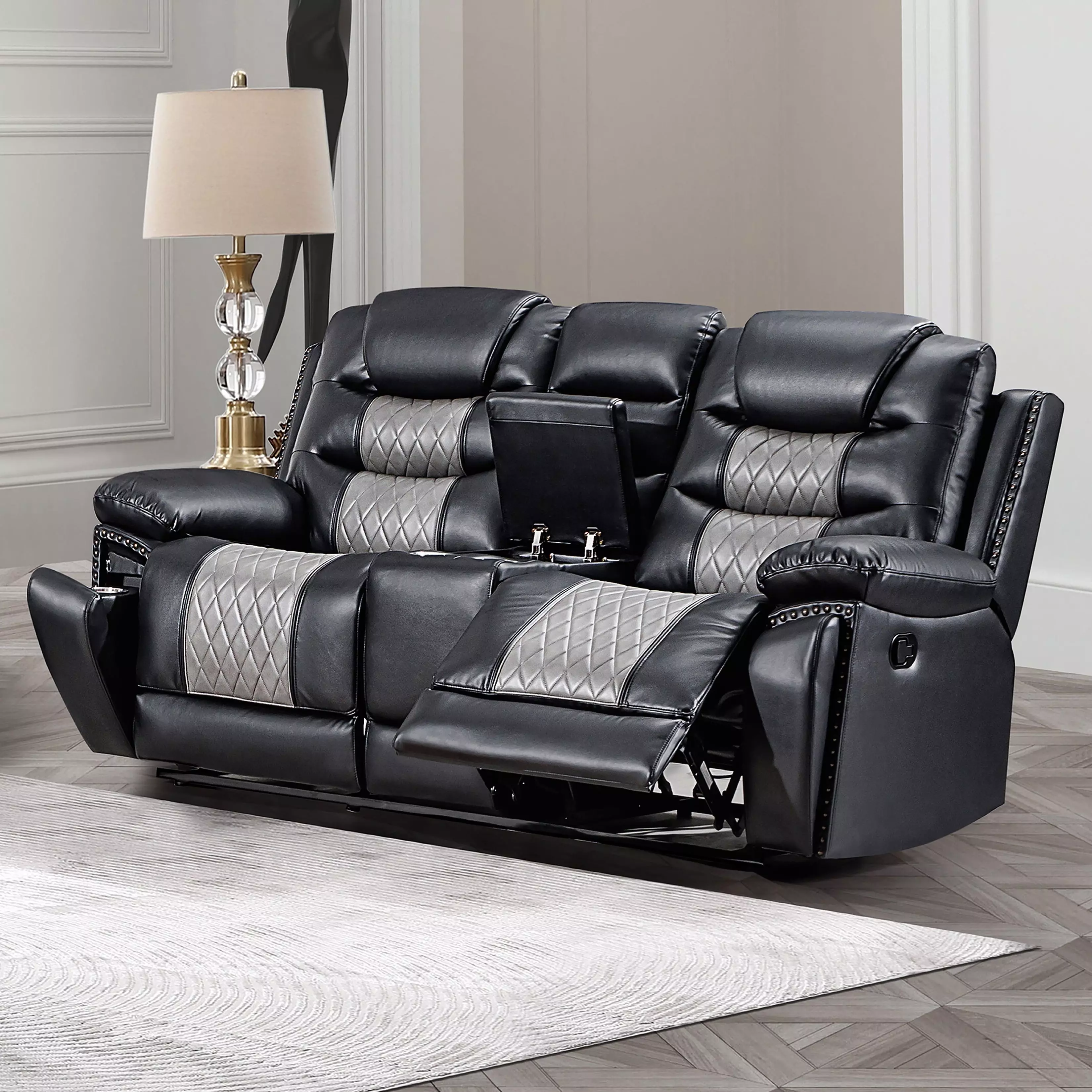 Nikko Brown Dual Reclining Console Loveseat From Home Gallery