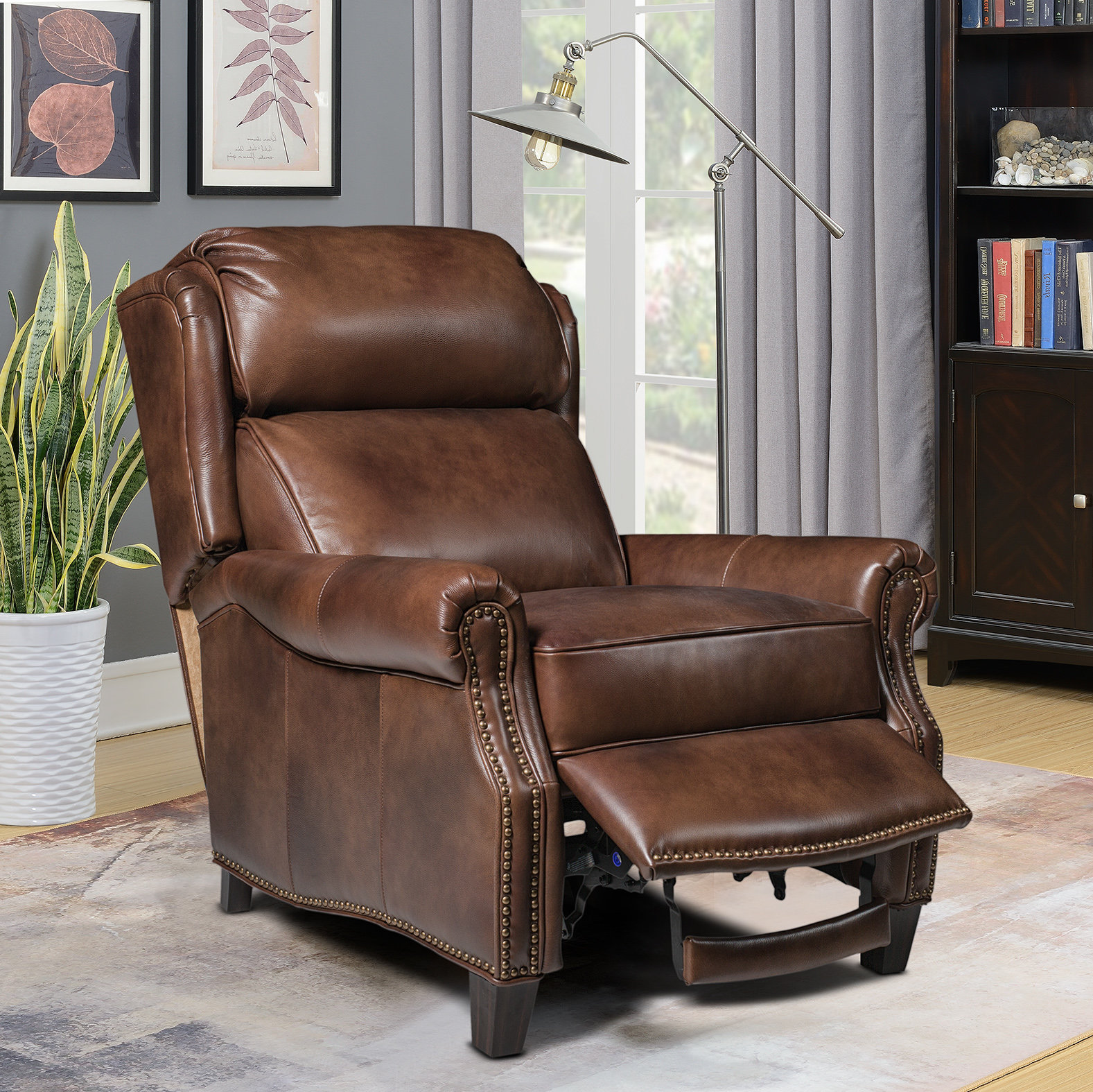 Meade Worthington Cognac Leather Recliner From Home Gallery Stores