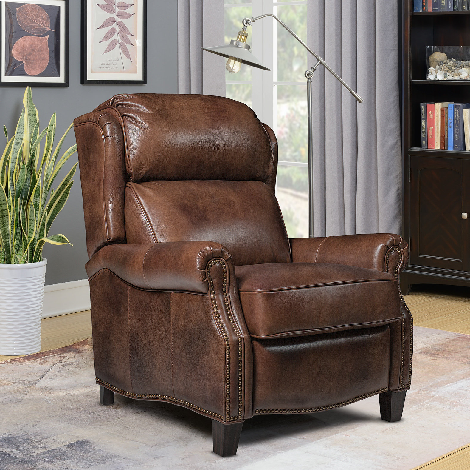 Meade Worthington Cognac Leather Recliner From Home Gallery Stores