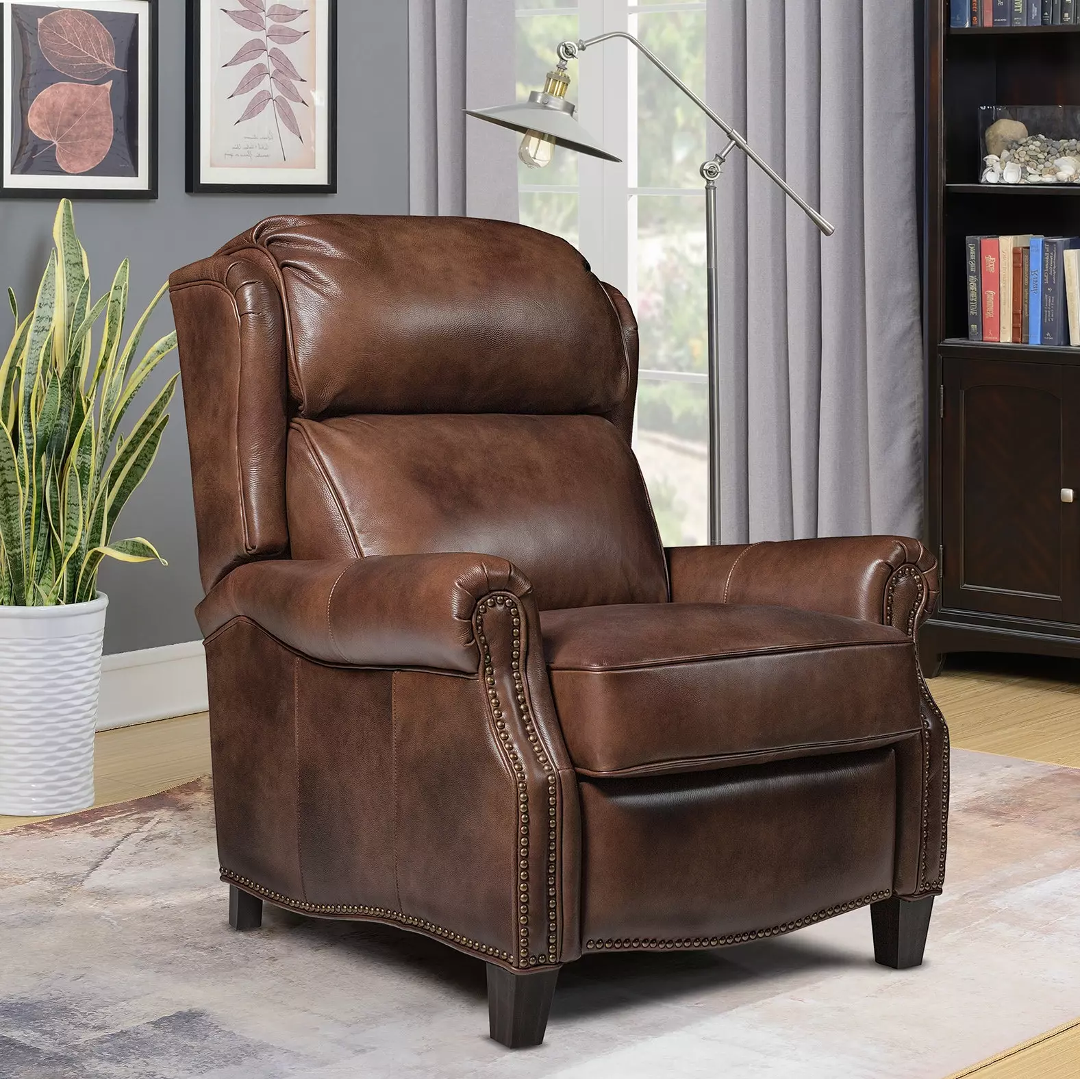 Meade Worthington Cognac Leather Recliner From Home Gallery Stores