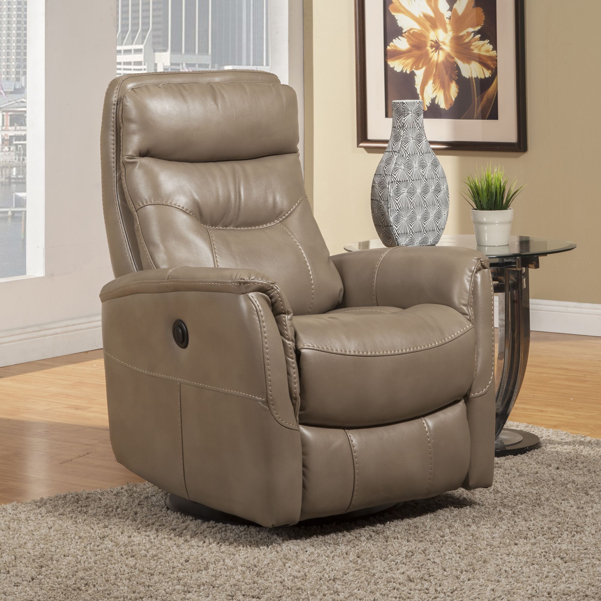 Gemini Linen Anywhere Swivel Power Recliner From Home Gallery