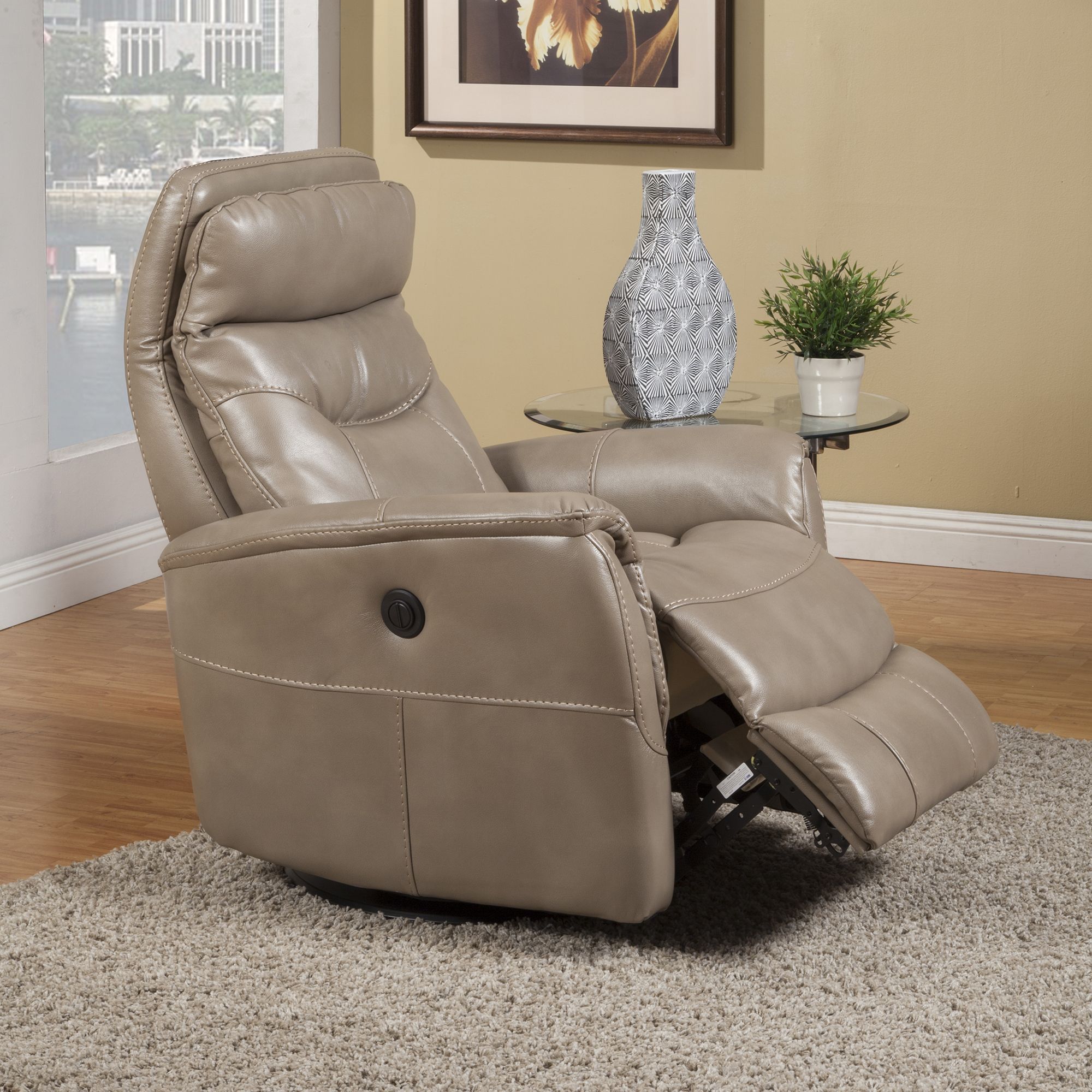 Gemini Linen Anywhere Swivel Power Recliner From Home Gallery