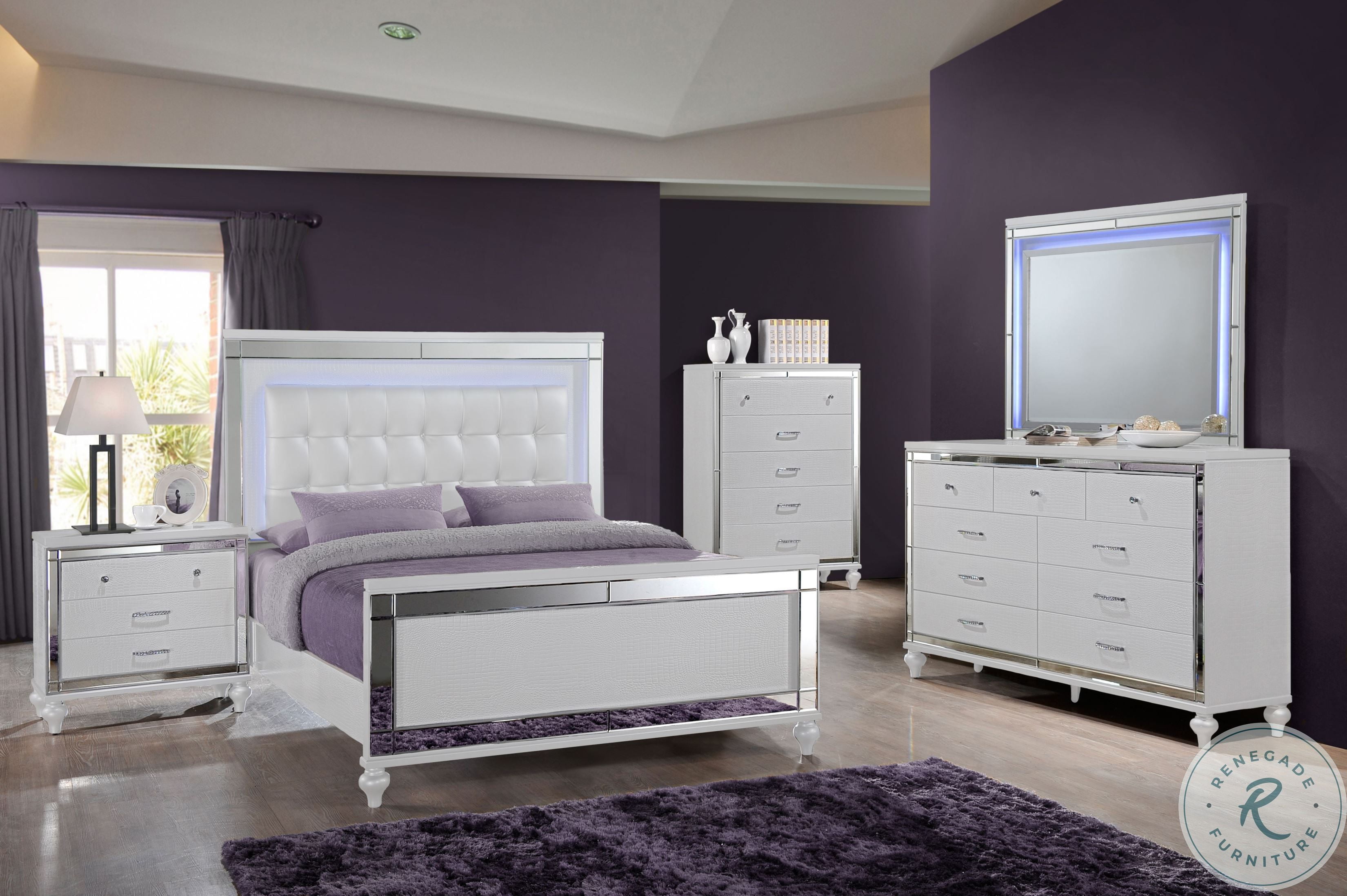 Valentino White Upholstered Panel Bedroom Set BA9698W310320330