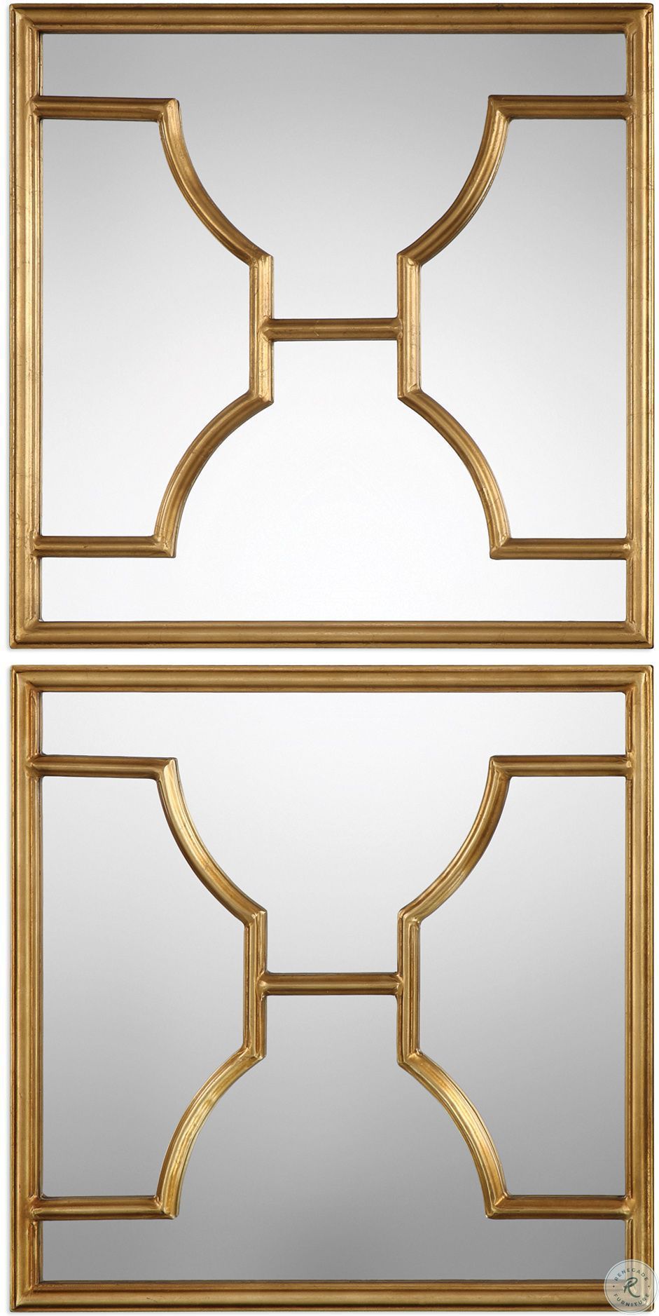 Misa Lightly Antiqued Gold Leaf Square Mirror Set Of 2 9268